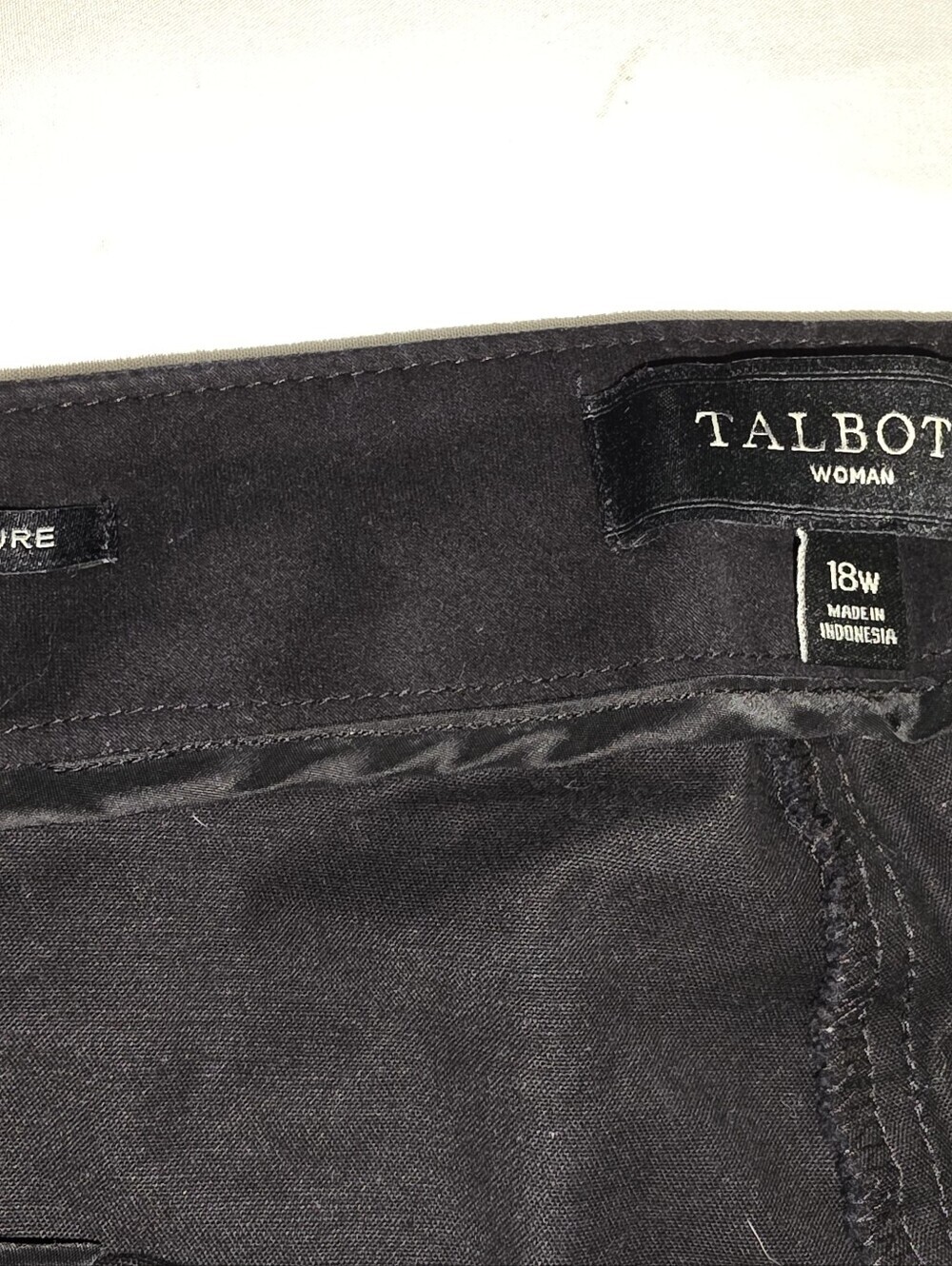 Talbots Black Faux Suede Flat Front Pants 18W Zip Accents - Picture 2 of 5